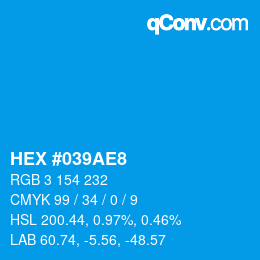 Color code: HEX #039AE8 | qconv.com