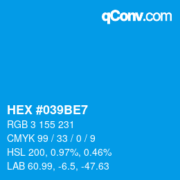 颜色代码: HEX #039BE7 | qconv.com