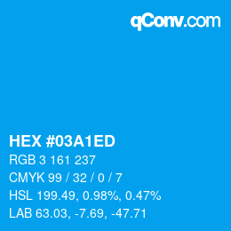 颜色代码: HEX #03A1ED | qconv.com