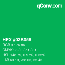 颜色代码: HEX #03B056 | qconv.com