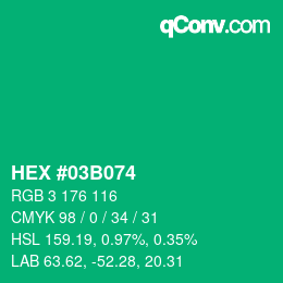 颜色代码: HEX #03B074 | qconv.com