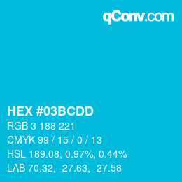 Color code: HEX #03BCDD | qconv.com