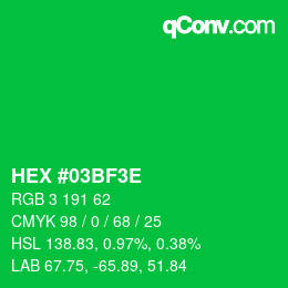 Color code: HEX #03BF3E | qconv.com
