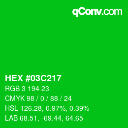 Color code: HEX #03C217 | qconv.com