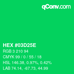Color code: HEX #03D25E | qconv.com