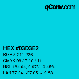 Color code: HEX #03D3E2 | qconv.com