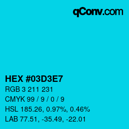 カラーコード: HEX #03D3E7 | qconv.com
