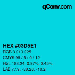 Color code: HEX #03D5E1 | qconv.com