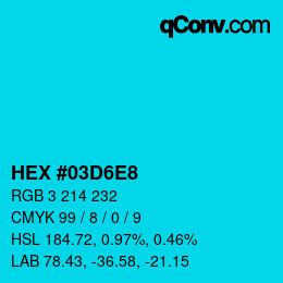 Color code: HEX #03D6E8 | qconv.com