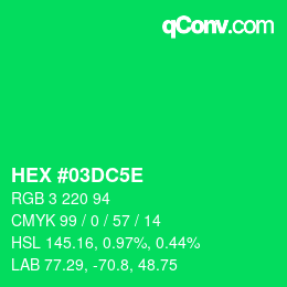 Farbcode: HEX #03DC5E | qconv.com