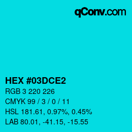 Color code: HEX #03DCE2 | qconv.com