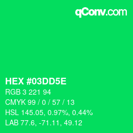 Farbcode: HEX #03DD5E | qconv.com