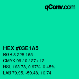 Color code: HEX #03E1A5 | qconv.com