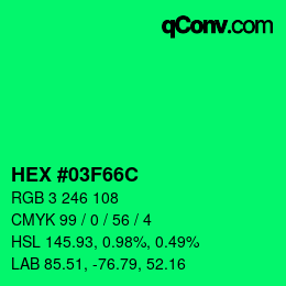 Color code: HEX #03F66C | qconv.com