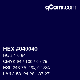 Color code: HEX #040040 | qconv.com