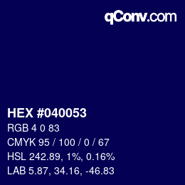 カラーコード: HEX #040053 | qconv.com