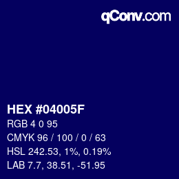 Color code: HEX #04005F | qconv.com