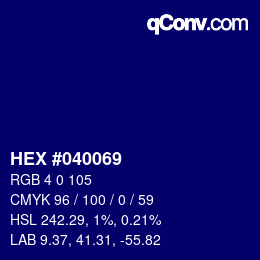 Color code: HEX #040069 | qconv.com
