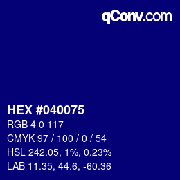 颜色代码: HEX #040075 | qconv.com
