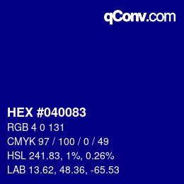 カラーコード: HEX #040083 | qconv.com