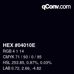 Color code: HEX #04010E | qconv.com