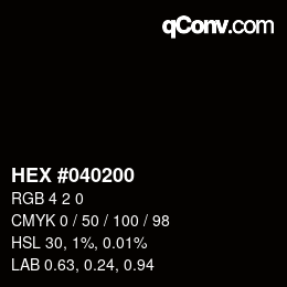 カラーコード: HEX #040200 | qconv.com