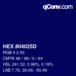 カラーコード: HEX #04025D | qconv.com
