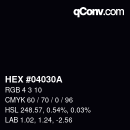 カラーコード: HEX #04030A | qconv.com