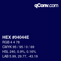 Color code: HEX #04044E | qconv.com
