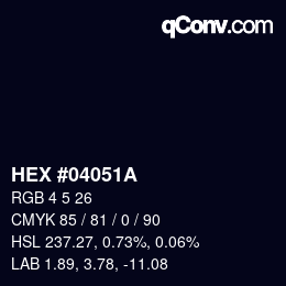 Farbcode: HEX #04051A | qconv.com