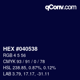 Color code: HEX #040538 | qconv.com