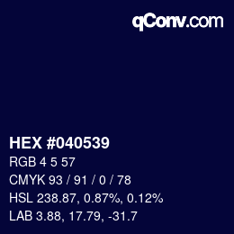Color code: HEX #040539 | qconv.com