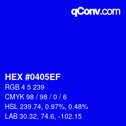 Color code: HEX #0405EF | qconv.com