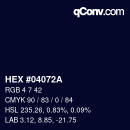 Color code: HEX #04072A | qconv.com