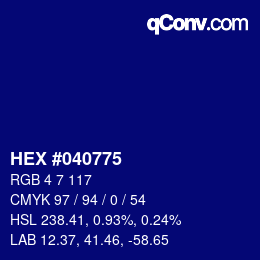 Color code: HEX #040775 | qconv.com