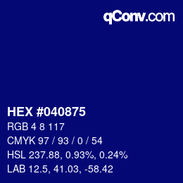Color code: HEX #040875 | qconv.com