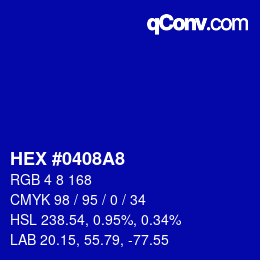 カラーコード: HEX #0408A8 | qconv.com