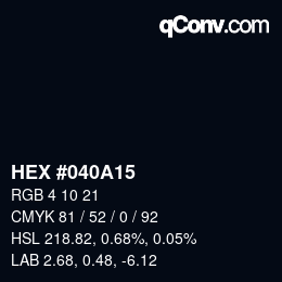 カラーコード: HEX #040A15 | qconv.com