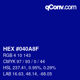Color code: HEX #040A8F | qconv.com
