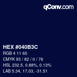 Color code: HEX #040B3C | qconv.com