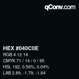 Color code: HEX #040C0E | qconv.com
