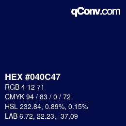 Color code: HEX #040C47 | qconv.com