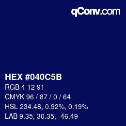 Color code: HEX #040C5B | qconv.com