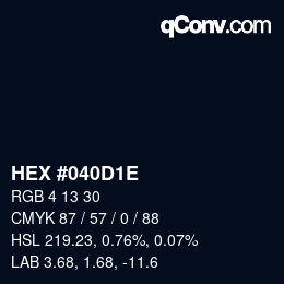 Color code: HEX #040D1E | qconv.com