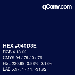Color code: HEX #040D3E | qconv.com