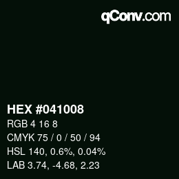 カラーコード: HEX #041008 | qconv.com
