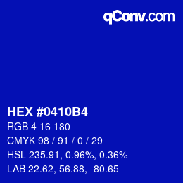 Color code: HEX #0410B4 | qconv.com