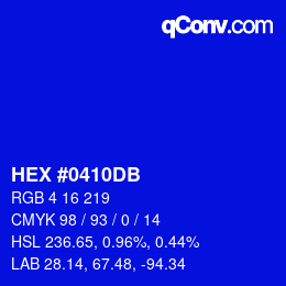 カラーコード: HEX #0410DB | qconv.com