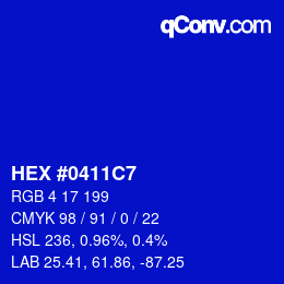 Color code: HEX #0411C7 | qconv.com