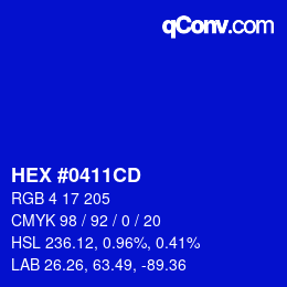Código de color: HEX #0411CD | qconv.com